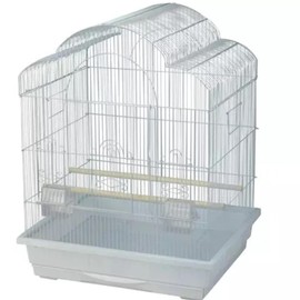 Kings Cages Model ES 2521 T Triple Top Bird Cage 25" x 21" x 30" Powder-Coated Non-Toxic Spacious Cage for Cockatiels Finches Parakeets Canaries and Similar Breeds (White)