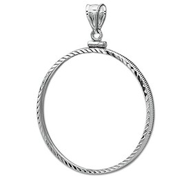 US Half Dollar .925 Sterling Silver Diamond Cut Edge Bezel Mount Pendant