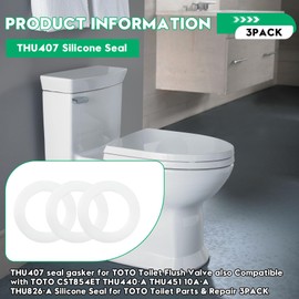 BKIFU Silicone THU407 O-Ring Seal Gasket for TOTO Toilet Drain Valve, 3 Pack, White, 2 Inch OD, Plumbing, Compatible with TOTO CST854ET, THU440-A, THU451, 10A-A, THU826-A