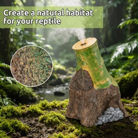 Reptile Humidifier Fogger, Bamboo Trunk Humidifier with Top Mist Outlet, 1000ml Detachable Terrarium Humidifier Reptile Misting System Terrarium Decoration