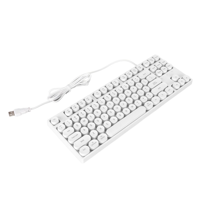 Gaming Keyboard USB Round 87 Keys Colorful Backlit Ergonomic Mechanical