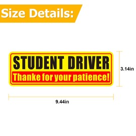 TSUGAMI Student Driver Magnet for Car, 3PCS Waterproof Magnetic High Reflective Sticker Signs for Vehicle Bumper, Funny Automotive Warning Safety Strip Accessories, Universal for SUV Truck (StyleA)