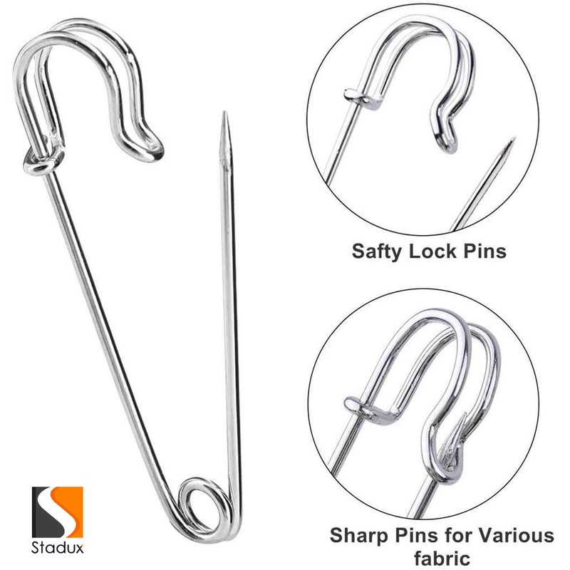 Stadux 30Pcs Large Safety Pins, 2 Inches Strong Safety Pins