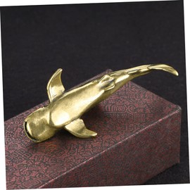 LIFKOME Brass Shark Figurine Desktop Decor Unique Shark Shaped Adornment Craftsmanship for Decoration Brass Material