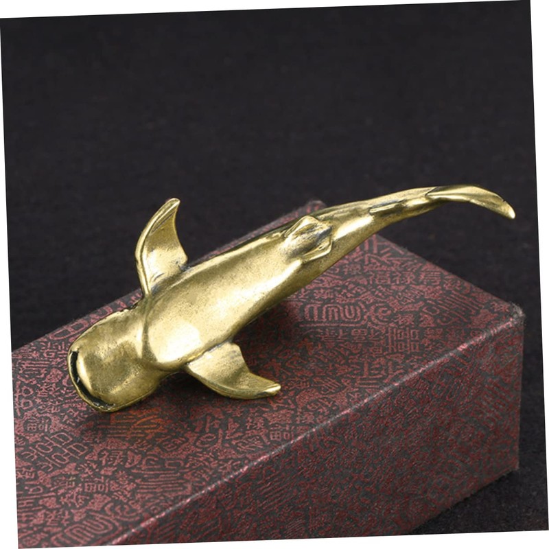 LIFKOME Brass Shark Figurine Desktop Decor Unique Shark Shaped Adornment