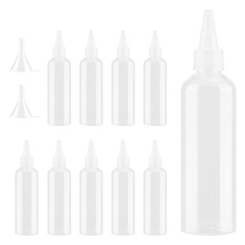 Yukaiwn Squeezy Bottles with Nozzles, 12 PCS Plastic Squeeze Condiment Bottles, 100ml Small Sauce Bottle Clear Plastic Liquid Dropper Dispensing Containers with Funnels for Sauce Lotion(60ml)