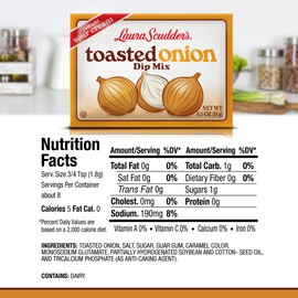 Laura Scudder's Toasted Onion Fun Dip Mix Seasoning Powder Sauce (6 PACK) Great Tasting, Fat-Free Creamy Best Party Snack Dips, Perfect for Tortilla, Veggie Chips, Bagel Pork Rinds and more