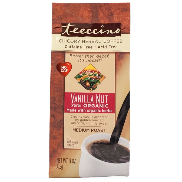 Teeccino Herbal Coffee, Mediterranean Vanilla Nut, Caffeine-Free, 11-Ounce Bags (Pack of 3)