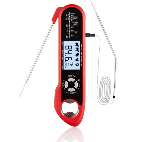 Brigii Meat Thermometer, Instant Read Digital Thermometer with 43in Extended
