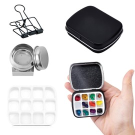 Watercolour Box Empty Portable Mini Watercolour Box Watercolour Empty Box with 12 Compartments for Storing Watercolour Oil Paint at Home Travel Sketching and Painting Pack of 3