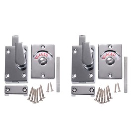 Door Lock Indicator,Toilet Bathroom stall Lock Vacant/Engaged Chrome Latch Indicating DeadBolt Public Restroom Toilet Privacy Partition Door Lock Latch - Chrome, 2Pcs