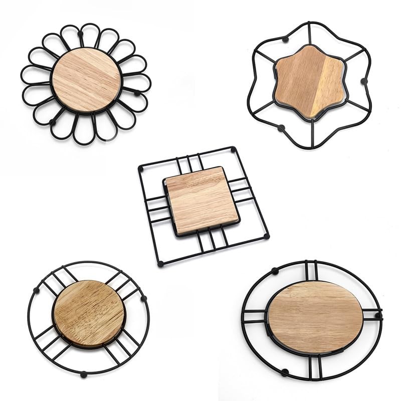 Hosoncovy Round Hot Pot Holder Pad Set of 2,Heat Resistant