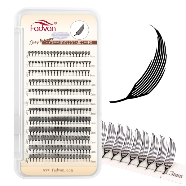 FADVAN Premade Anime Spire Lash Extensions for Professional Lash Artists,