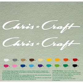 Pair of Chris Craft Compatible Replacement Decals Vinyl Stickers Boat Restoration Motor Lot of 2 (12", White 010)