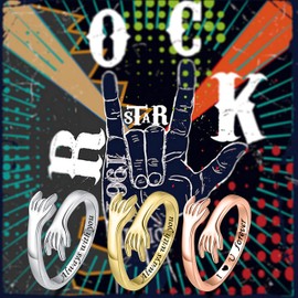 ZOEXUE Gold Hug Ring for Women : Sterling Silver Adjustable Hand In Hand Ring Always With You Friendship Hugging Thumb Band Encouragement Jewelry Gifts For Mother Wife Friends