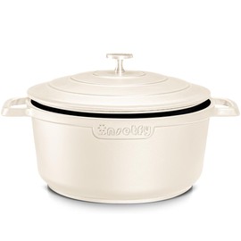 INSETFY Large Dutch Oven Pot with Lid-7.5QT Cast Aluminum Oven Pot with Two Handles Lightweight for Bread Baking Braising and Roasting(Beige)