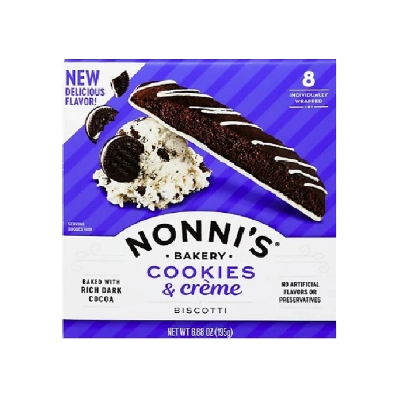 Nonni's Bakery Cookies & Creme Biscotti Rich Dark Cocoa 6.88