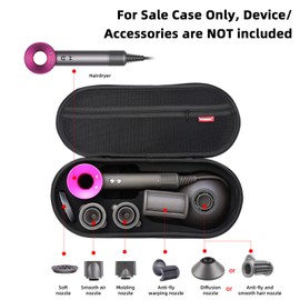 WOKEMA LOVE Hard Protective &Presentation Supersonic (Nural) Hair Dryer Only (Carry-ing) Travel Case Storage Bag Holder for Dy-son Supersonic HD07/15/08/01/Laifen Two Way Zipper, Cuter, Black