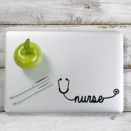 Yoonek Graphics Nurse Stethoscope Decal Sticker for Car Window, Laptop and More. # 1305 (2" x 4.9", Black)