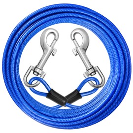 Dog Tie Out Cable, 5m Dog Leads for Yard Heavy Duty, Chain Leash for Outside Small Large Dogs Up to 125lbs Outdoor Runner Camping