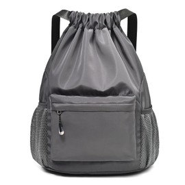 LOKAPEGY Drawstring Drawstring Backpack for Women, Waterproof Drawstring Gym Bag for Men, Small Cinch Sack for Basketball, Pull String Sport Bag for Soccer. (Grey), Grey