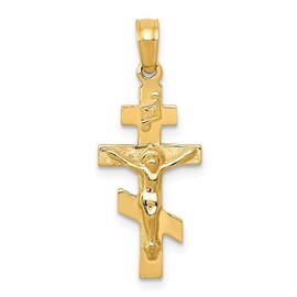 Roy Rose Jewelry 14K Yellow Gold Eastern Orthodox Crucifix Charm 25mm length