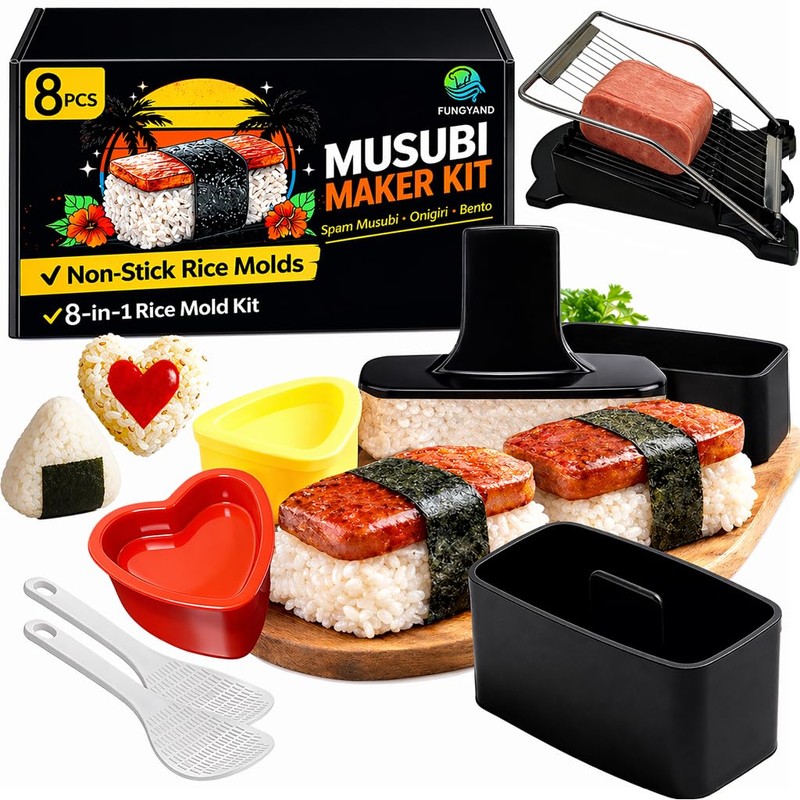 FUNGYAND Musubi Press Mold Kit, 8-in-1 Rice Mold Set with