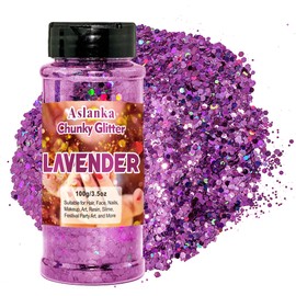 Lavender Holographic Glitter, Black Glitter for Face Body Glitter, Nail Glitter for Nail Art, Make-Up, Face Body, Hair, Slime, Crafts, DIY