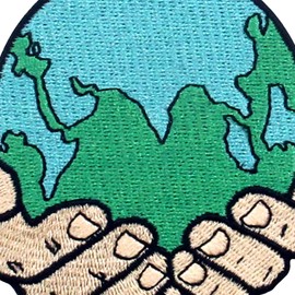 Protect Our Home Hands Holding Earth Embroidered Iron on Sew on Patch