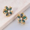 CiNily Flower Earrings, Opal Stud Earrings for Women 14K Gold