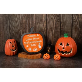 G GAMIT Black Pumpkin Felt Letter Board with 294 Changeable Letters&Numbers, 10”x10” Message Board Letter Sign Board in Black Frame with Stand and Canvas bag for Announcement&Notification(Orange)