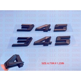 SPEED ZONE (2pc) Matte Black 345 Badge Emblem For MOPAR HEMI Passenger & Driver Side