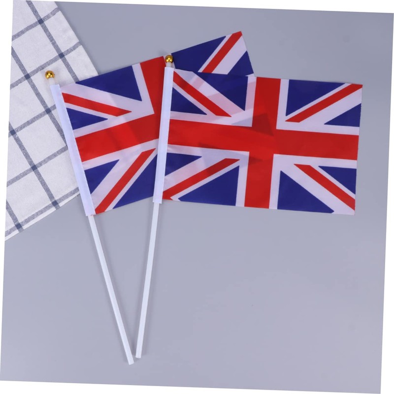 Tofficu Mini UK Flags 50pc Set of Britain Waving Flags