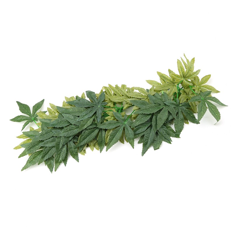 Green Artificial Plant Fake Leaves Aquarium Fish Tank Reptile Terrarium