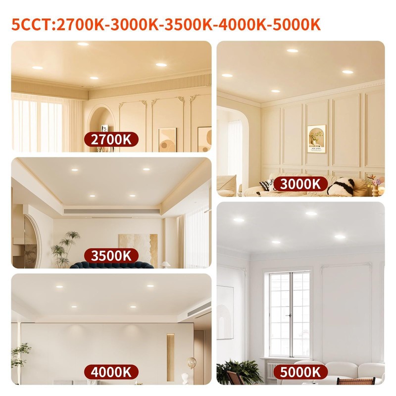 Cmswiftify 12 Pack 6 Inch Recessed Lights, 5CCT Adjustable LED