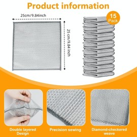 UFOGIFF Extra-Large Size Multipurpose Wire Dishwashing Rag,Non Scratch Wire Dishcloth, Reusable Steel Wool Scrubber,Non-Scratch,Quick-Drying,Multi-Purpose for Kitchen,Bathroom Cleaning (15)