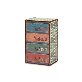 Baxton Studio Amandine Vintage Rustic French Inspired Multicolor Finished Wood 4-Drawer Accent Storage Chest