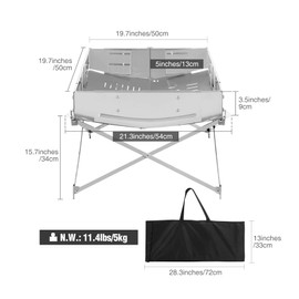 Lineslife Portable Fire Pit for Camping, 21'' Stainless Steel Collapsible Camp Travel Firepits with 4 Wind Shields for Beach Parties, Patio, Garden, Leave No Trace Fires