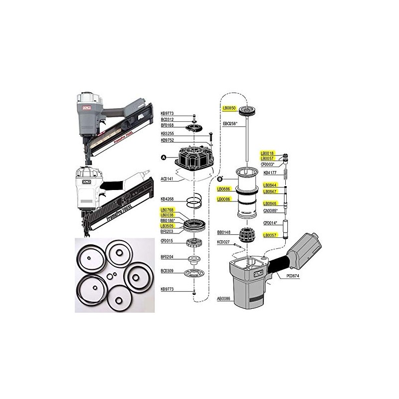 O-Ring Kit for Senco Framing Nailer FramePro 701-XP 702-XP 751