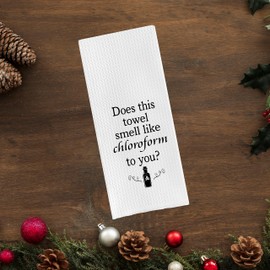 DOTAIN Funny Bathroom Hand Towels,Does This Towel Smell Like Chloroform to You Waffle Weave Dish Towel Cloth Decor,Funny Hand Towels(24x16inch)