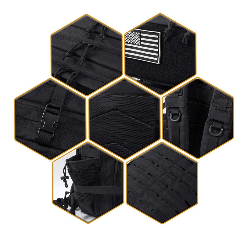 QT&QY Military Tactical Backpacks For Men Molle Daypack 45L Large
