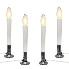 Electric Window Candle Lights with Auto Sensor, Dusk to Dawn Candle Lamps with Nickel Plated Base, 9 Inch Plug in Window Lights with 0.6W LED Shatterproof E12 Bulbs for Christmas Decor, 4 Pack