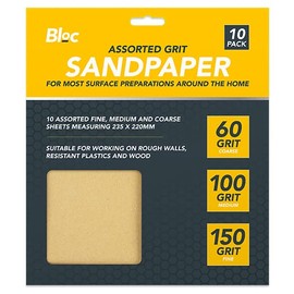 SANDPAPER ASSORTED GRIT 10 SHEETS (R)