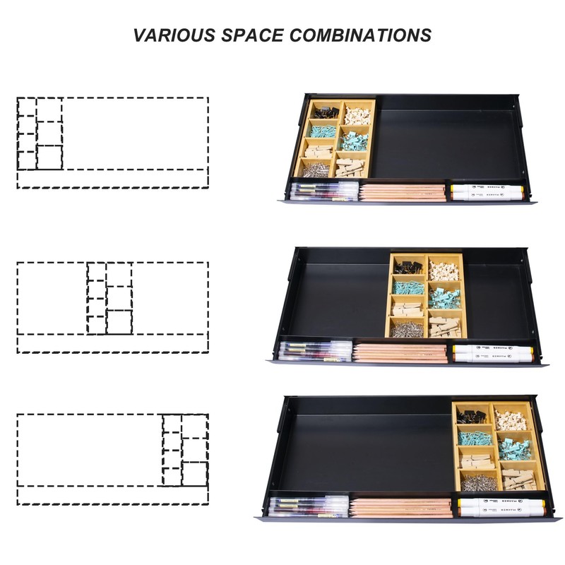 Gaxomo Large Under Desk Mounted Sliding Drawer with Bamboo Tray