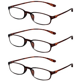 Calabria 718 Flexie Oval Reading Glasses +1.00 Tortoise 3 Pack Men/Women Bendable Single Power Readers Flexible Durable TR90