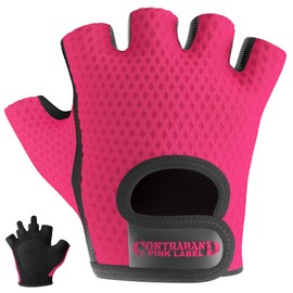 5307 Womens Designer Workout Gloves | Low Sweat Diamond Mesh Fabric w/Grip-Lock™ Silicone Palm (Pink, Small)