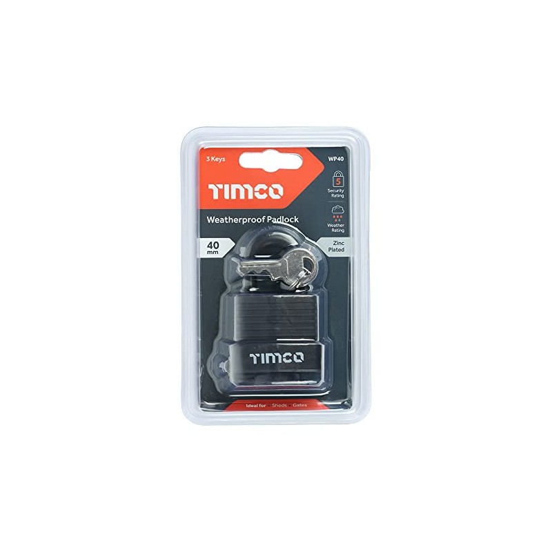 TIMco WP40 Weatherproof Padlock 40mm - 1 pc