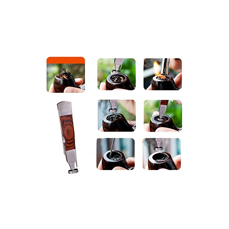 3in1 Red Wood Stainless Steel Smoking Pipe Cleaning Tool