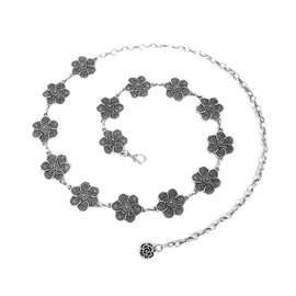 EMOTTOS Concho Women's Chain Belt, Adjustable Carving Metal Waist Chain Western Cowboy Cowgirl for Women, Exquisite Boho Belts for Jeans Dress(7 Style)
