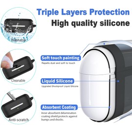 USTIYA Funda para Sony WF-C510 Case Silicona Protectora de Cover Carcasa Antigolpes con Llavero Mosquetón Accesorios de Auriculares (Negro)